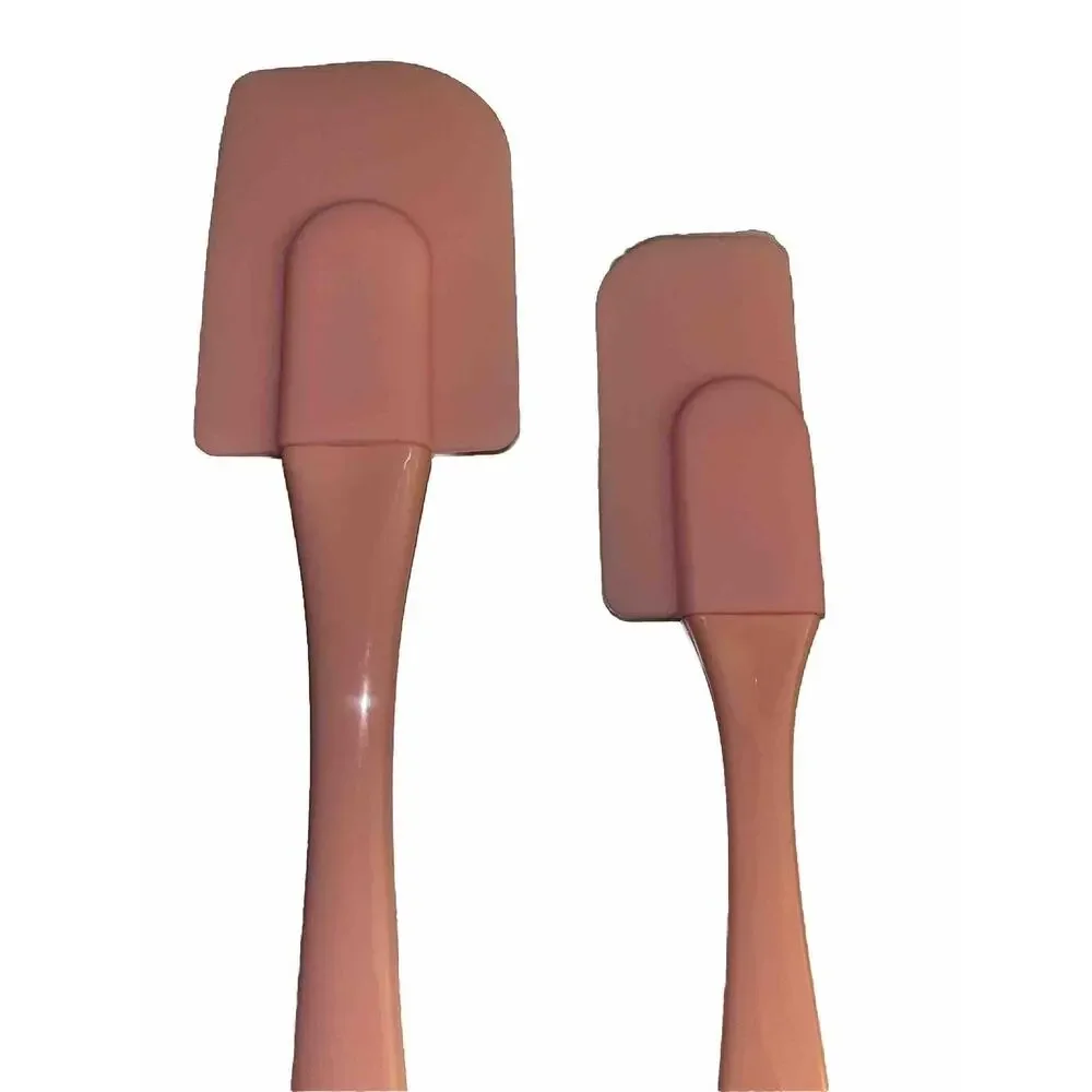 Two Pink Silicone Spatulas And One Basting Brush